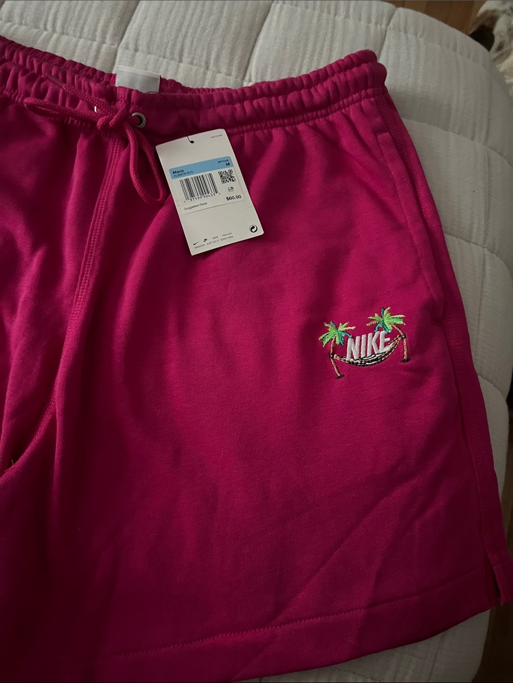 Nike Hot Pink Palm Logo Drawstring Shorts New With Tags Medium